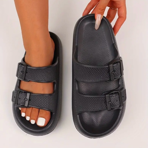Comfortable EVA Sandals - Slip-On, Soft Sole, Double Buckle, Open Toe, Flat Heel - Picture 3 of 5